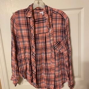 Pink, blue & white flannel